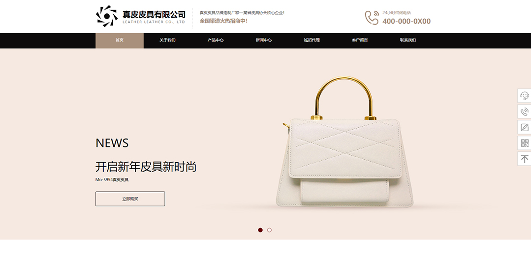 (帶手機版數(shù)據(jù)同步)自適應(yīng)皮具類通用網(wǎng)站模板